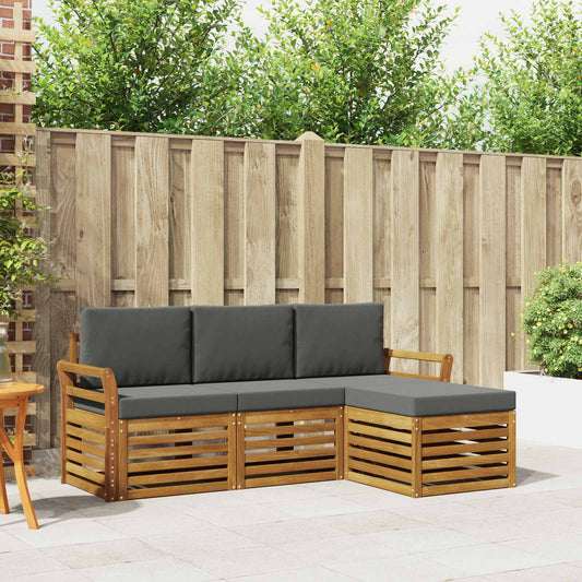 Set di divani da esterno con cuscino 4 pcs Naturale e Antracite