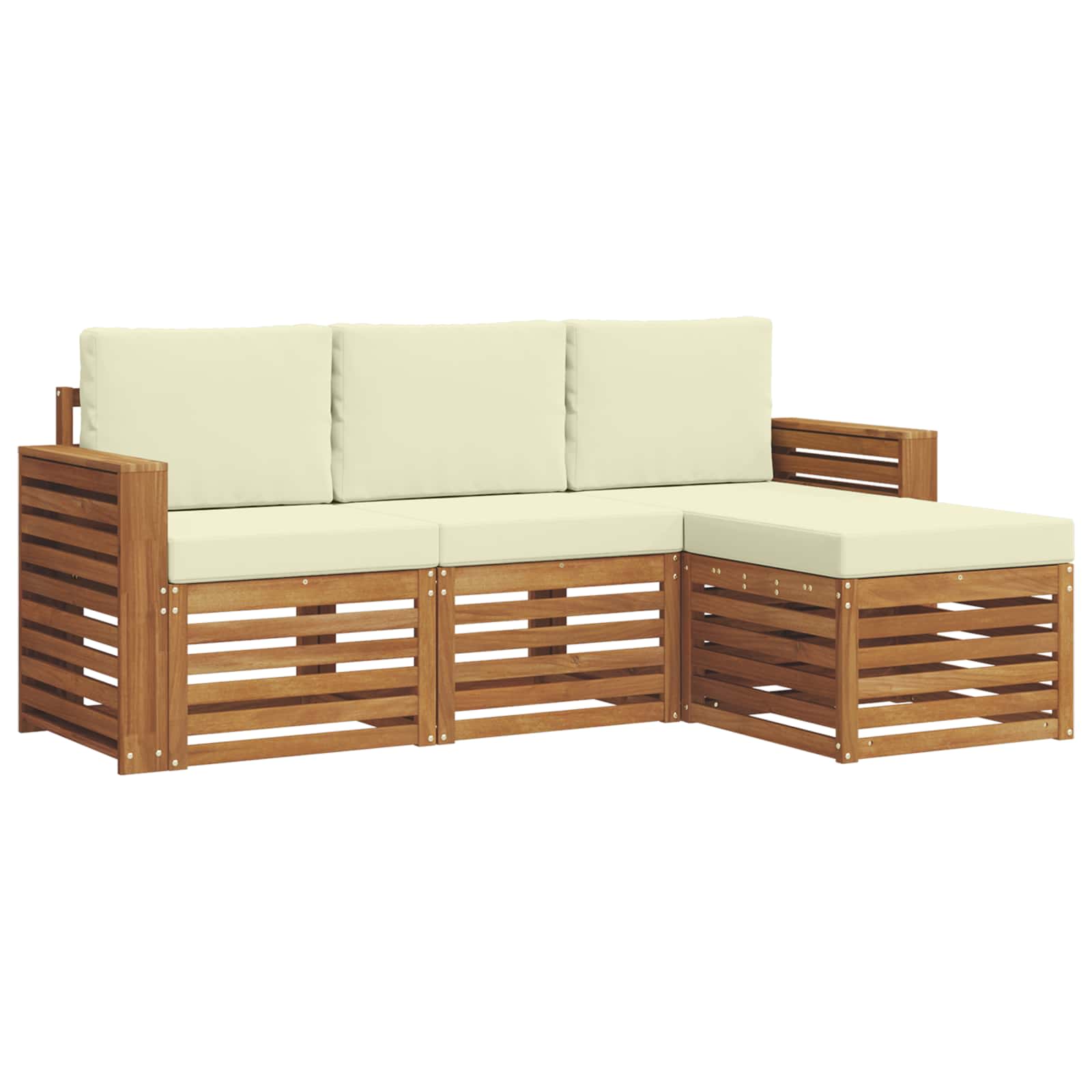 Set di divani da esterno con cuscino 4 pcs Naturale e Crema | homemem39