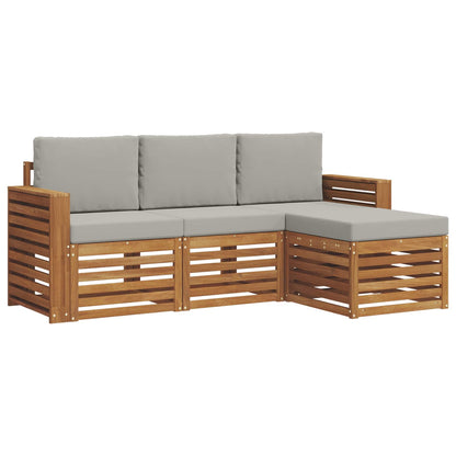 Set di divani da esterno 4 pcs Grigio Naturale e Chiaro | homemem39