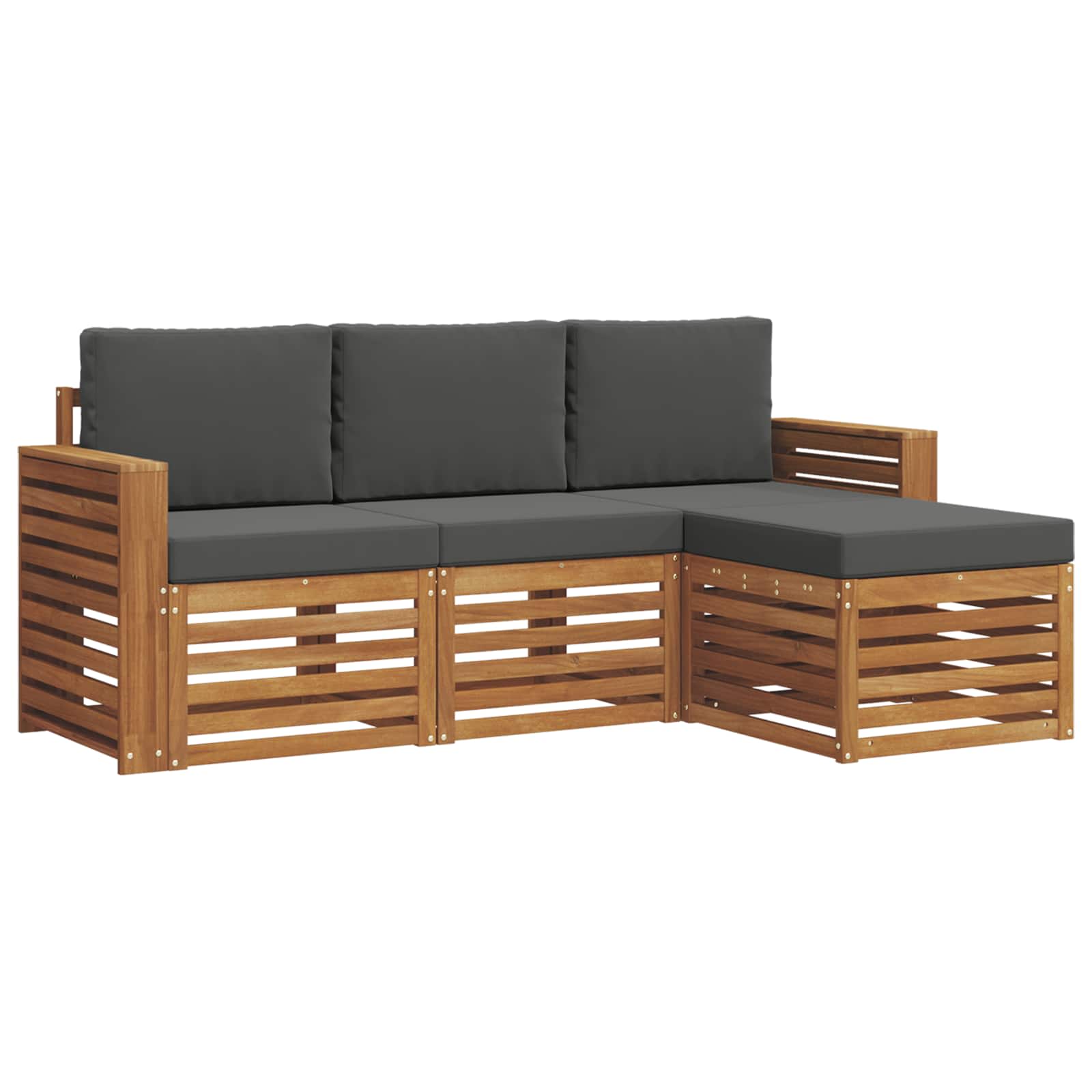 Set di divani da esterno con cuscino 4 pcs Naturale e Antracite | homemem39