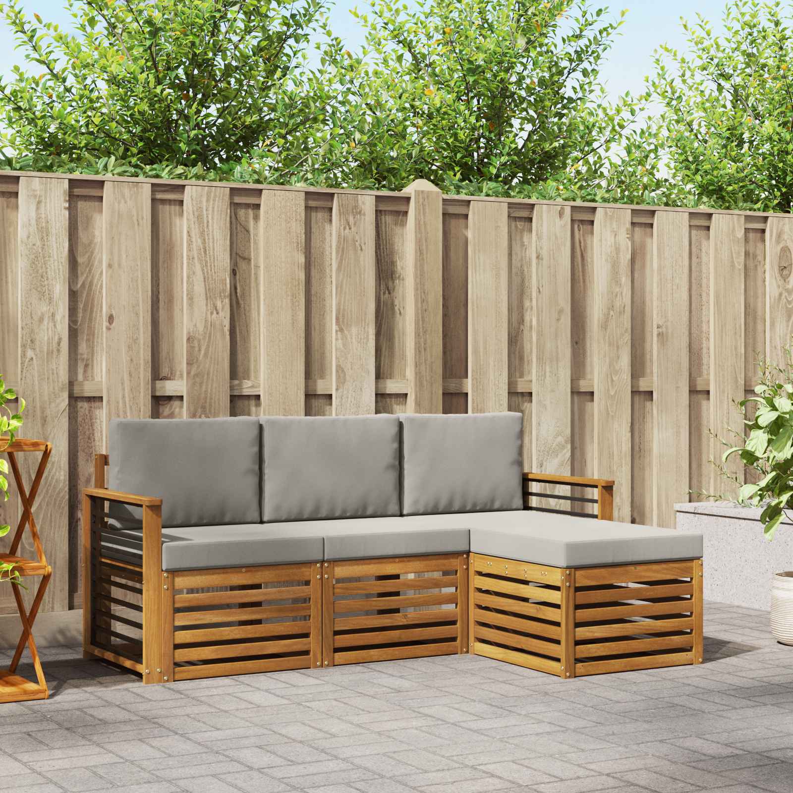 Set di divani da esterno 4 pcs Grigio Naturale e Chiaro | homemem39