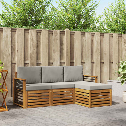 Set di divani da esterno 4 pcs Grigio Naturale e Chiaro | homemem39