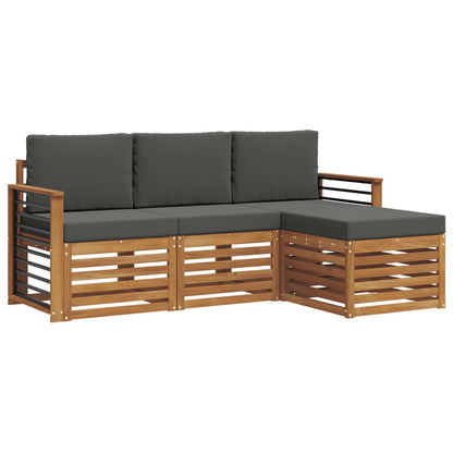 Set di divani da esterno con cuscino 4 pcs Naturale e Antracite | homemem39