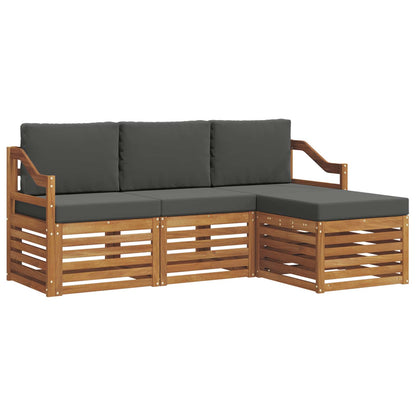 Set di divani da esterno con cuscino 4 pcs Naturale e Antracite