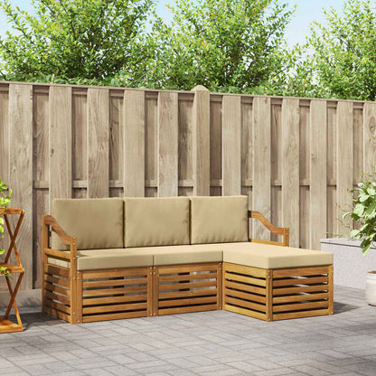 Set di divani da esterno con cuscino 4 pcs Naturale e Beige