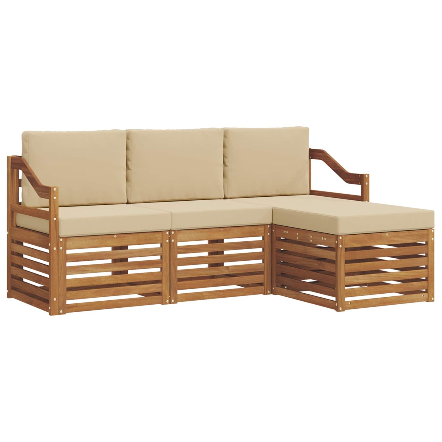 Set di divani da esterno con cuscino 4 pcs Naturale e Beige