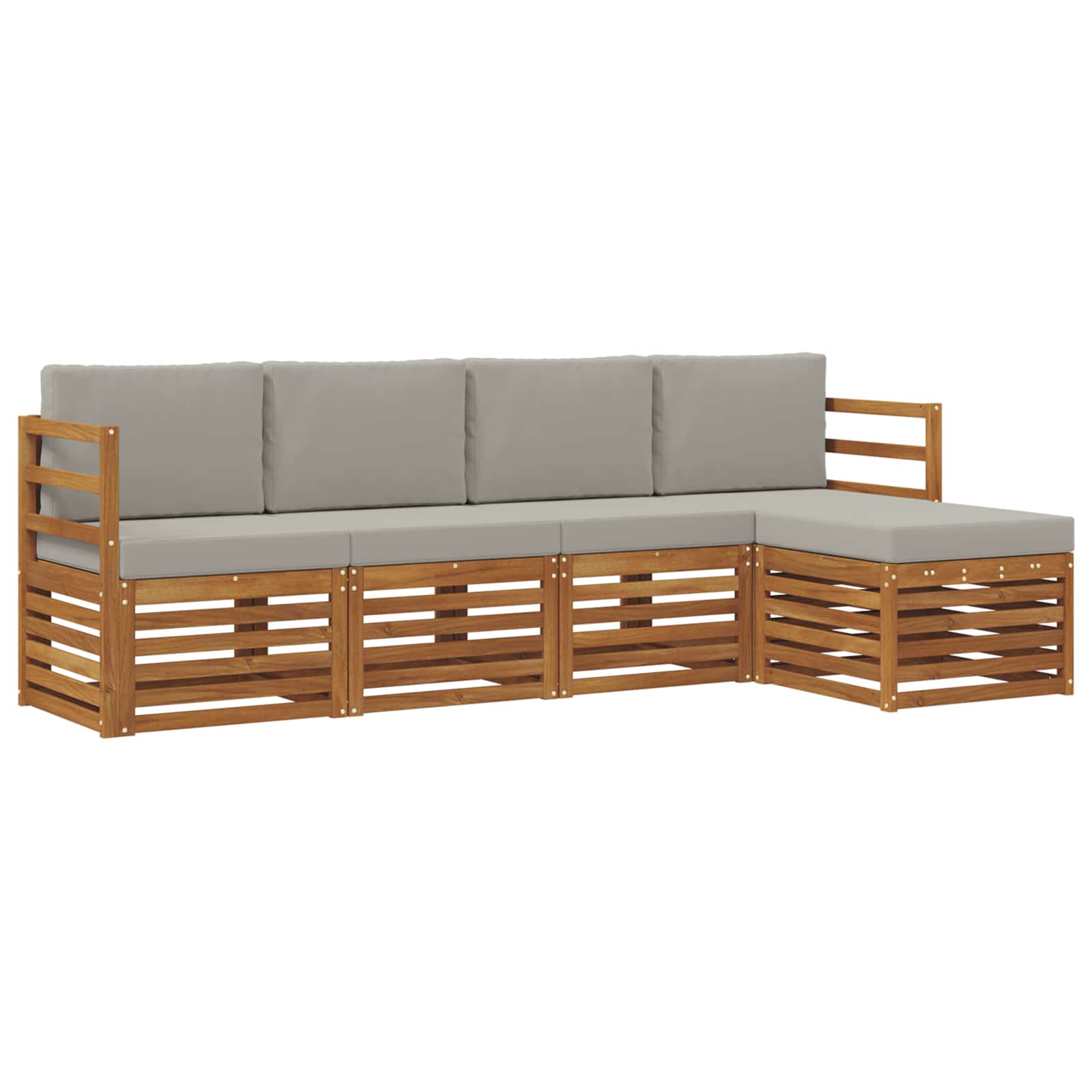 Set di divani da esterno 5 pcs Grigio Naturale e Chiaro | homemem39