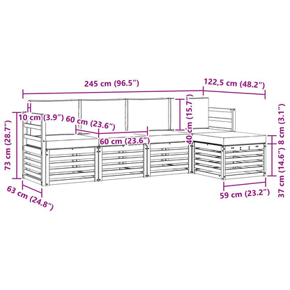 Set di divani da esterno 5 pcs Grigio Naturale e Chiaro | homemem39