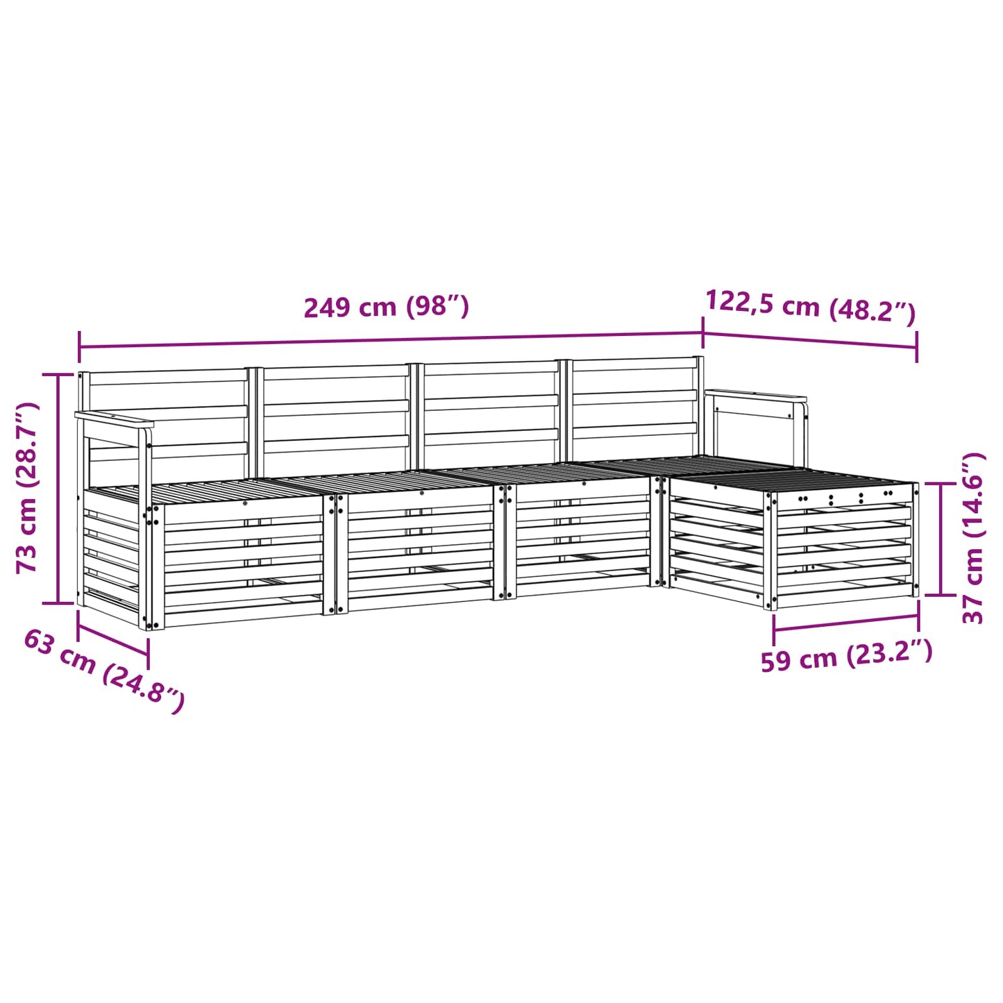 Set di divani da esterno 5 pcs Naturale | homemem39