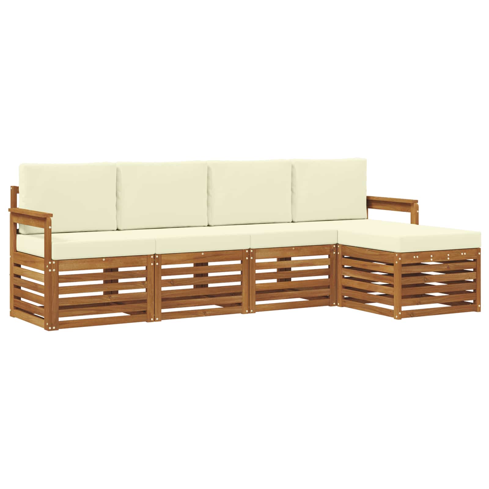 Set di divani da esterno con cuscino 5 pcs Naturale e Crema | homemem39