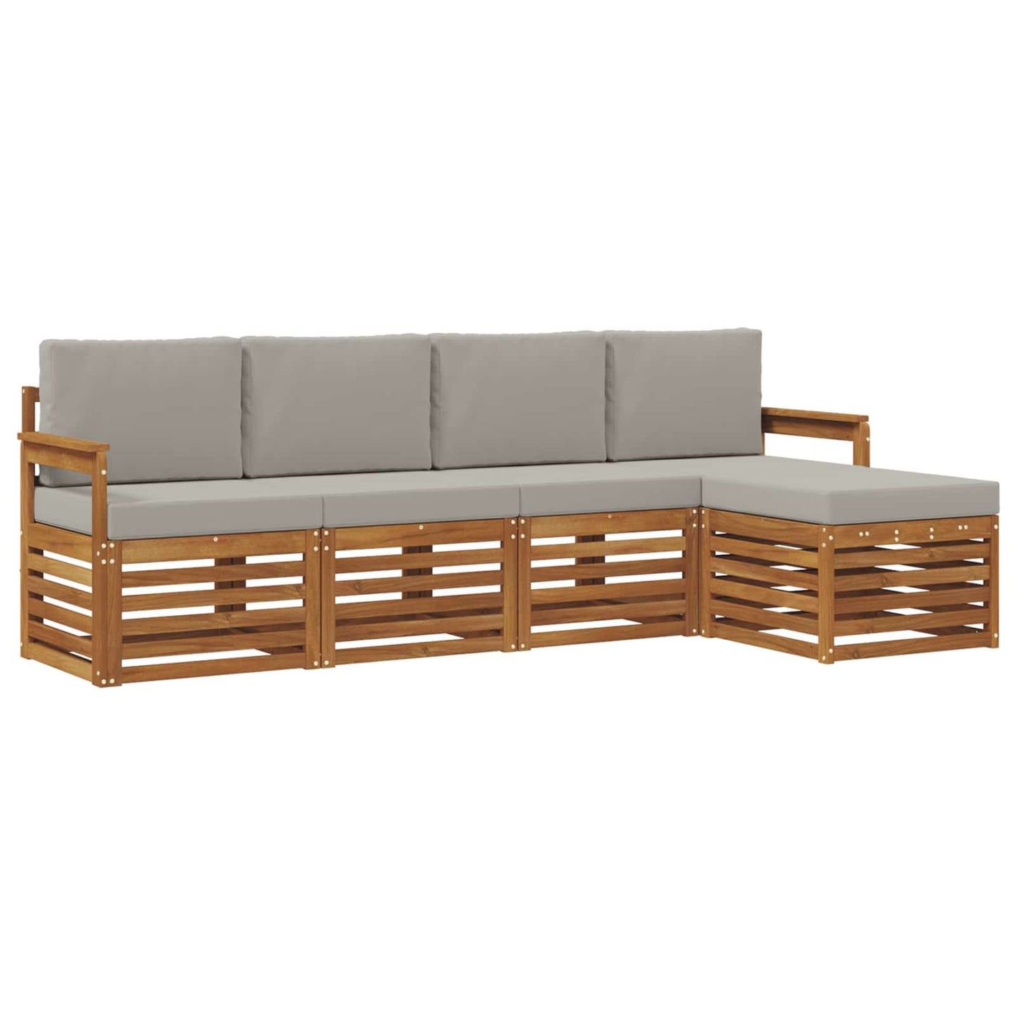 Set di divani da esterno 5 pcs Grigio Naturale e Chiaro
