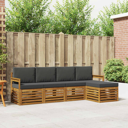 Set di divani da esterno con cuscino 5 pcs Naturale e Antracite | homemem39