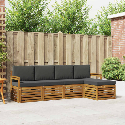 Set di divani da esterno con cuscino 5 pcs Naturale e Antracite | homemem39