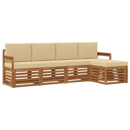 Set di divani da esterno con cuscino 5 pcs Naturale e Beige