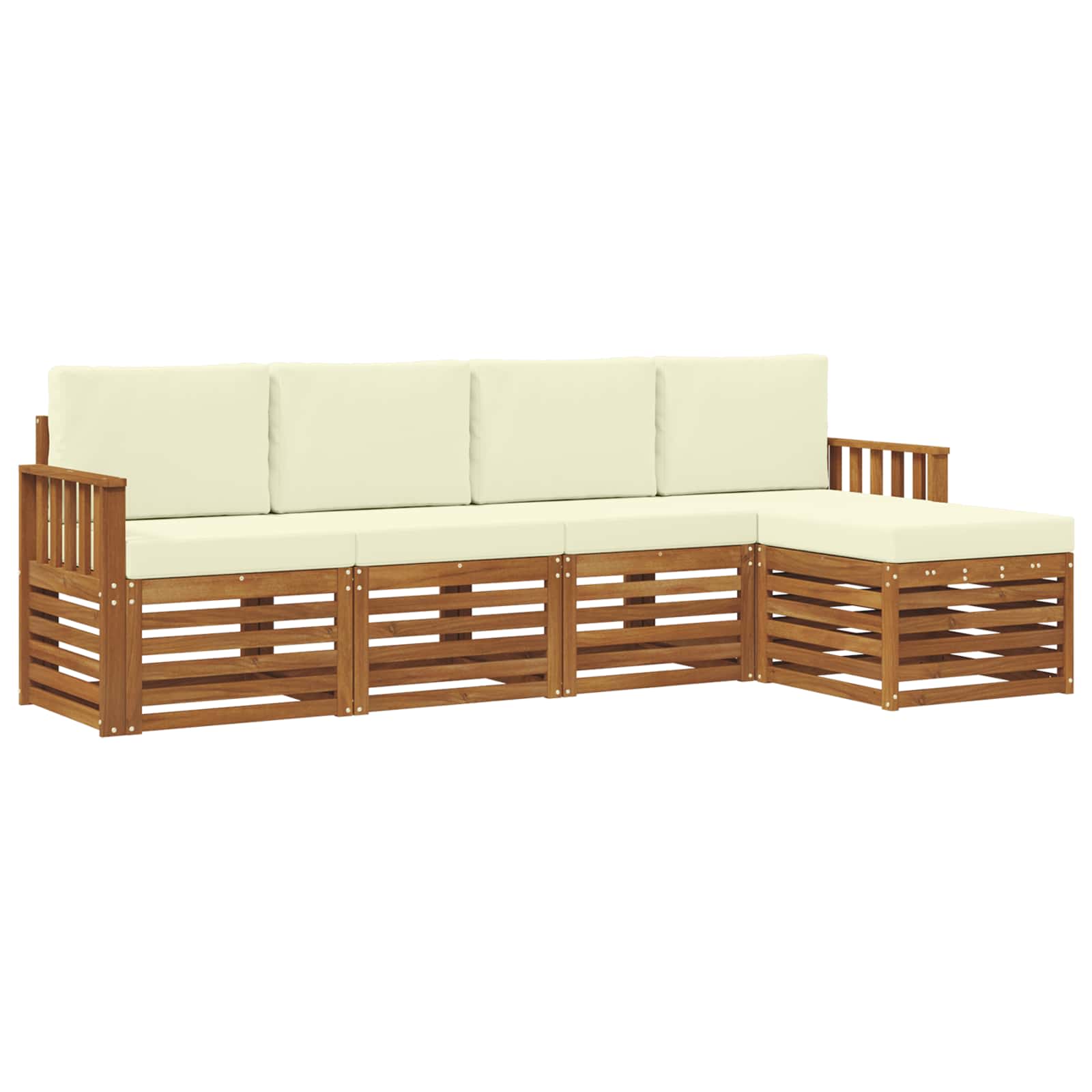 Set di divani da esterno con cuscino 5 pcs Naturale e Crema | homemem39