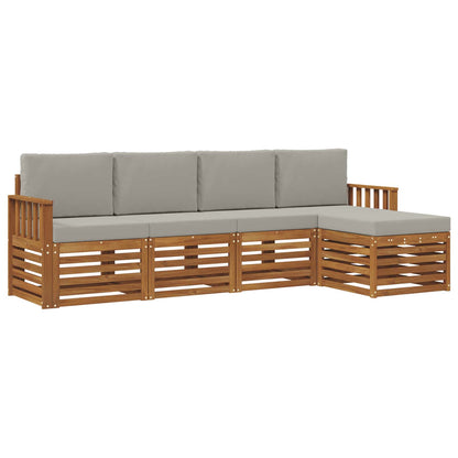 Set di divani da esterno 5 pcs Grigio Naturale e Chiaro | homemem39