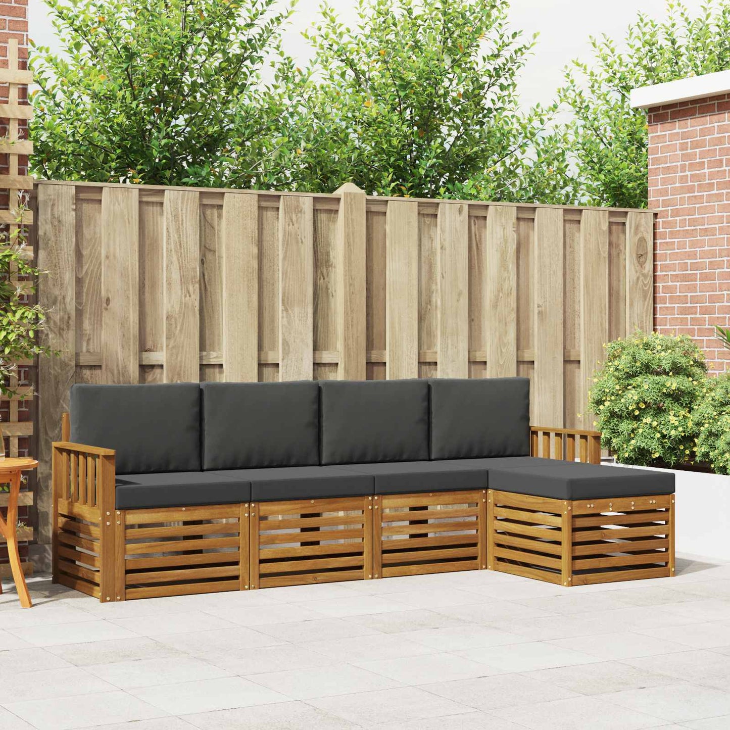 Set di divani da esterno con cuscino 5 pcs Naturale e Antracite | homemem39
