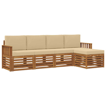 Set di divani da esterno con cuscino 5 pcs Naturale e Beige | homemem39