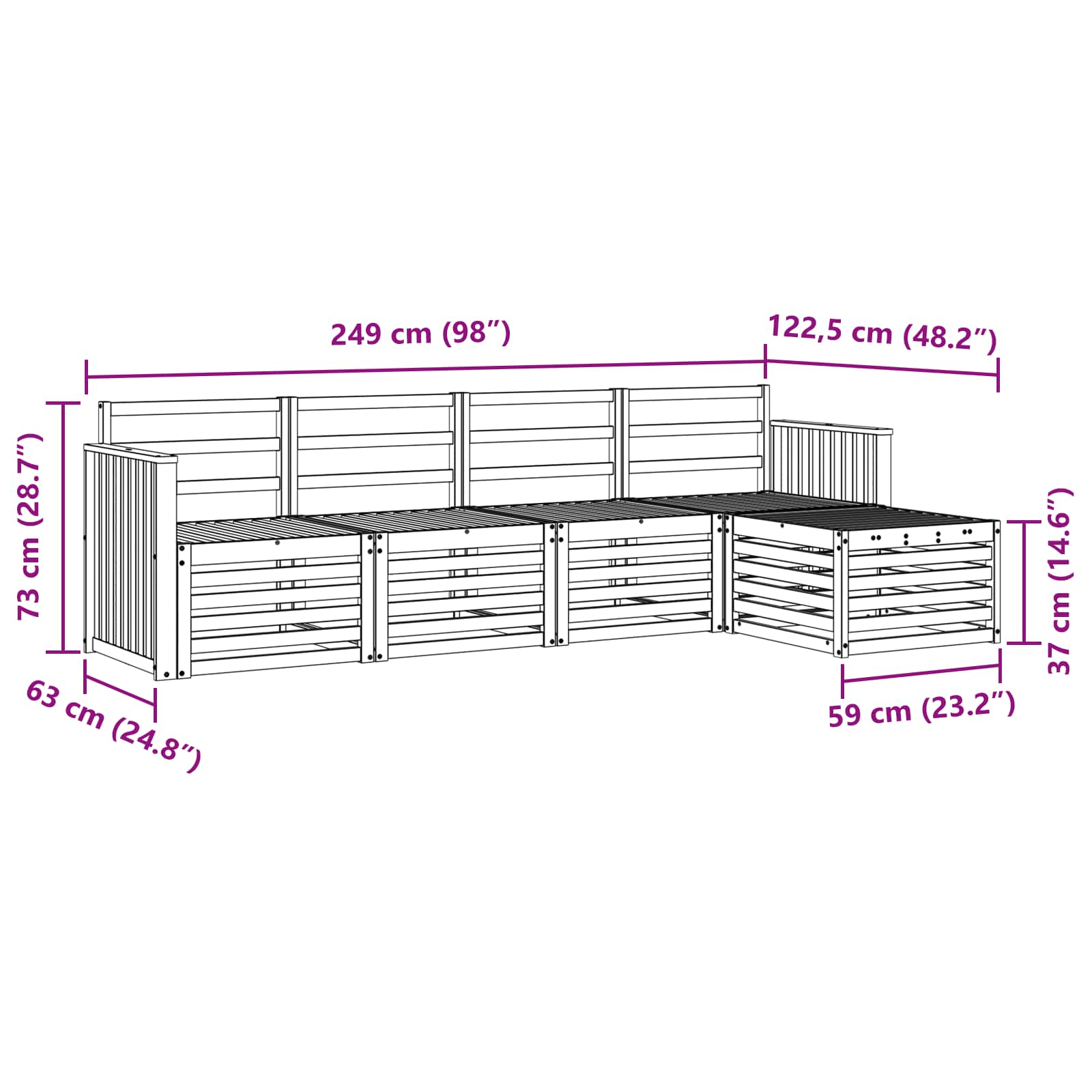 Set di divani da esterno 5 pcs Naturale | homemem39