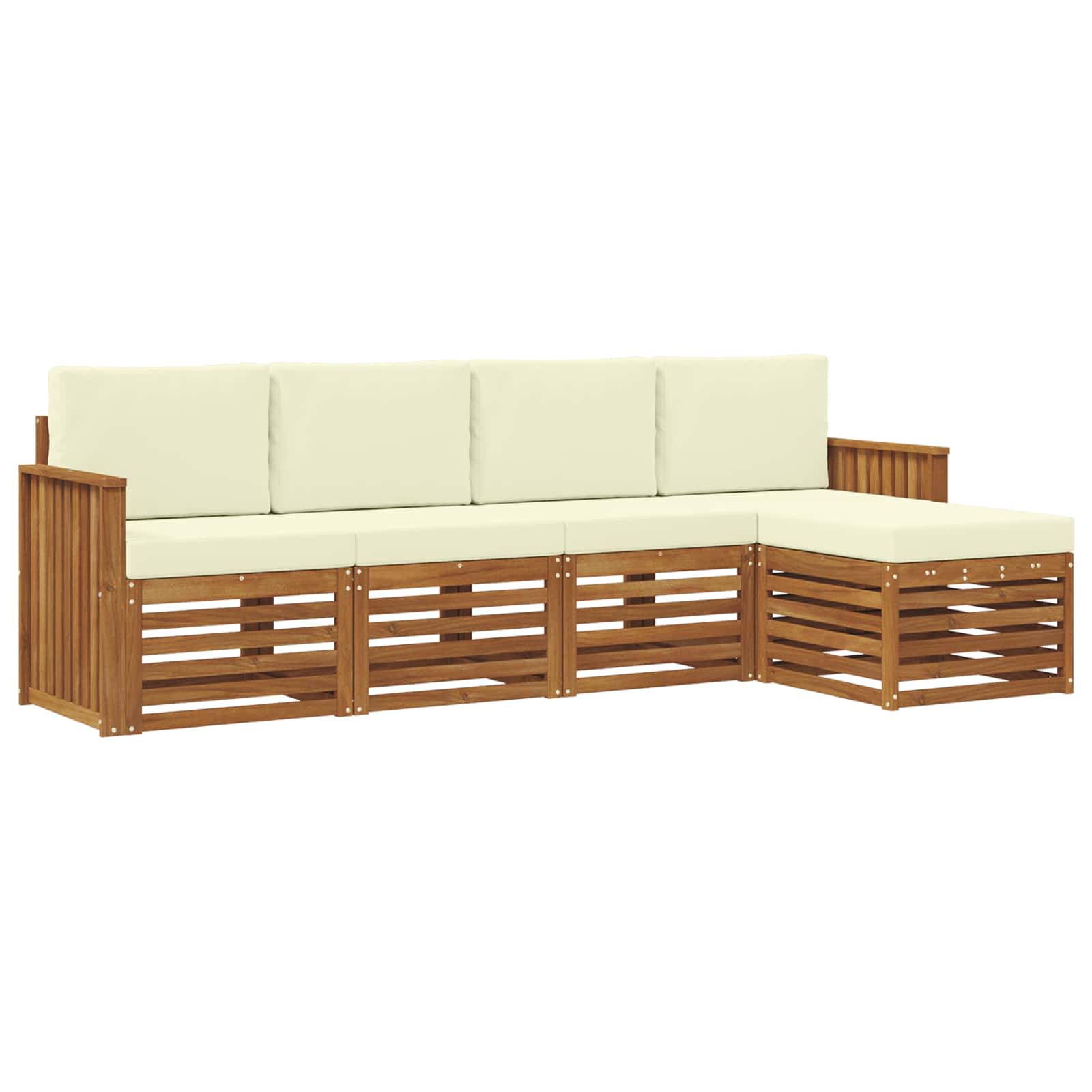 Set di divani da esterno con cuscino 5 pcs Naturale e Crema | homemem39