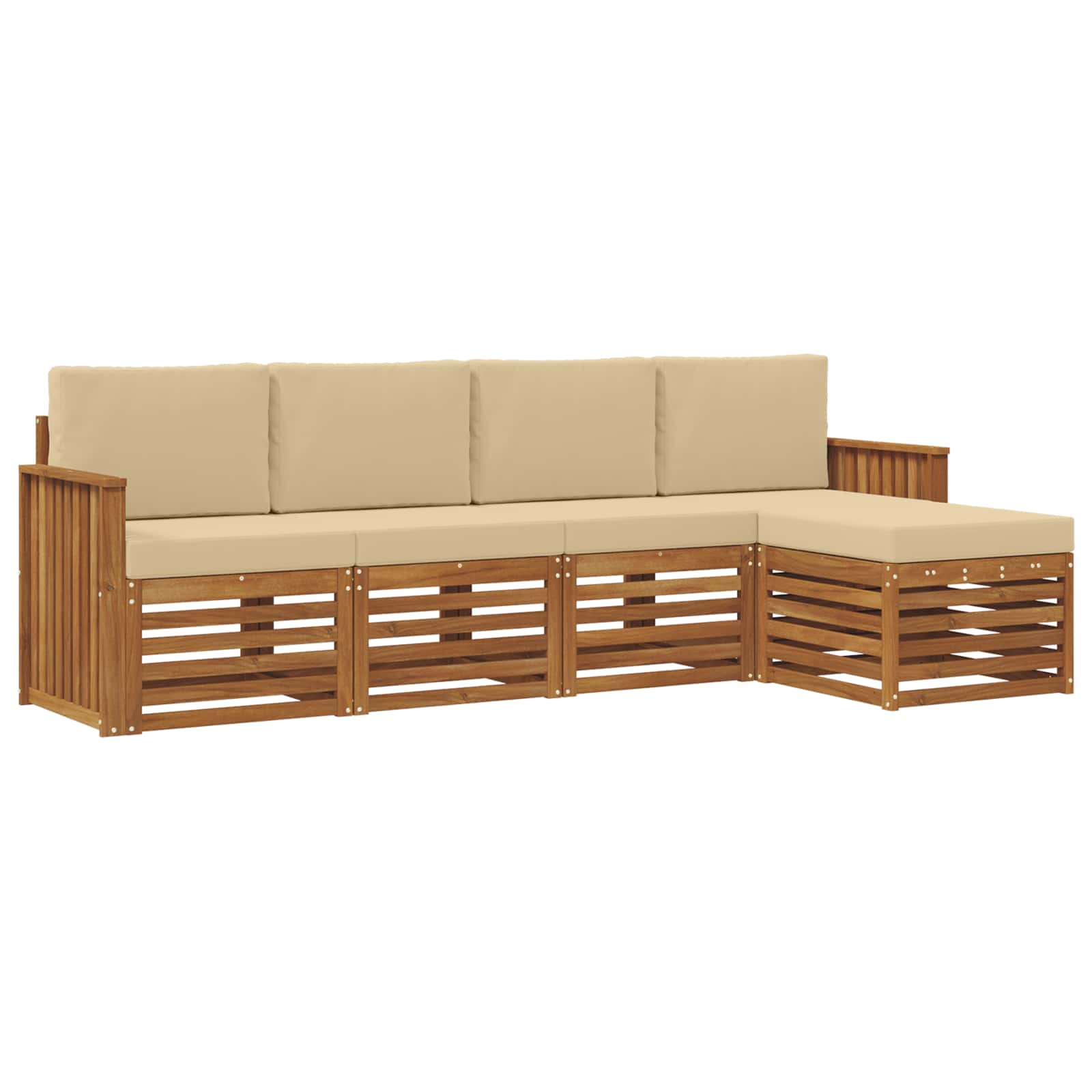 Set di divani da esterno con cuscino 5 pcs Naturale e Beige | homemem39