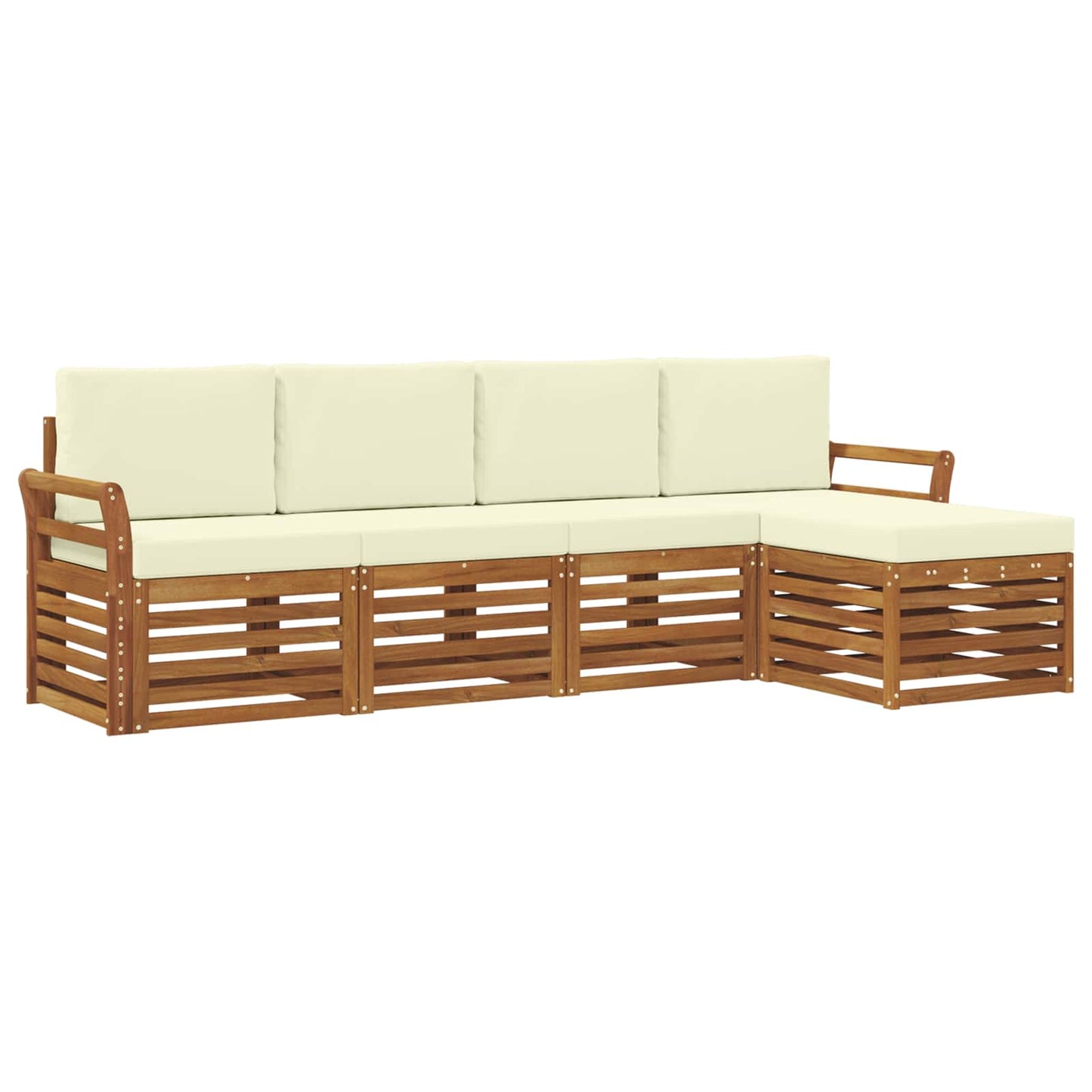 Set di divani da esterno con cuscino 5 pcs Naturale e Crema