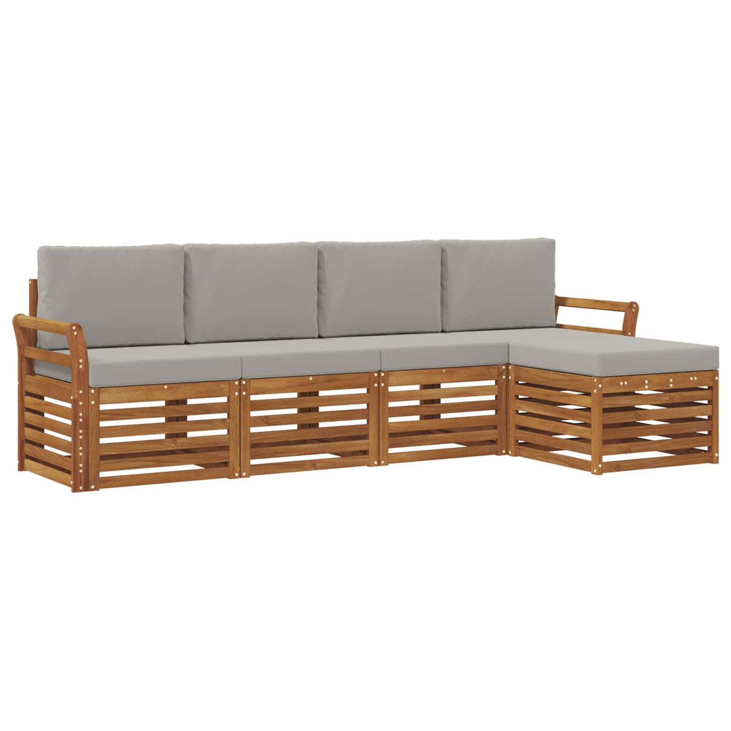 Set di divani da esterno 5 pcs Grigio Naturale e Chiaro