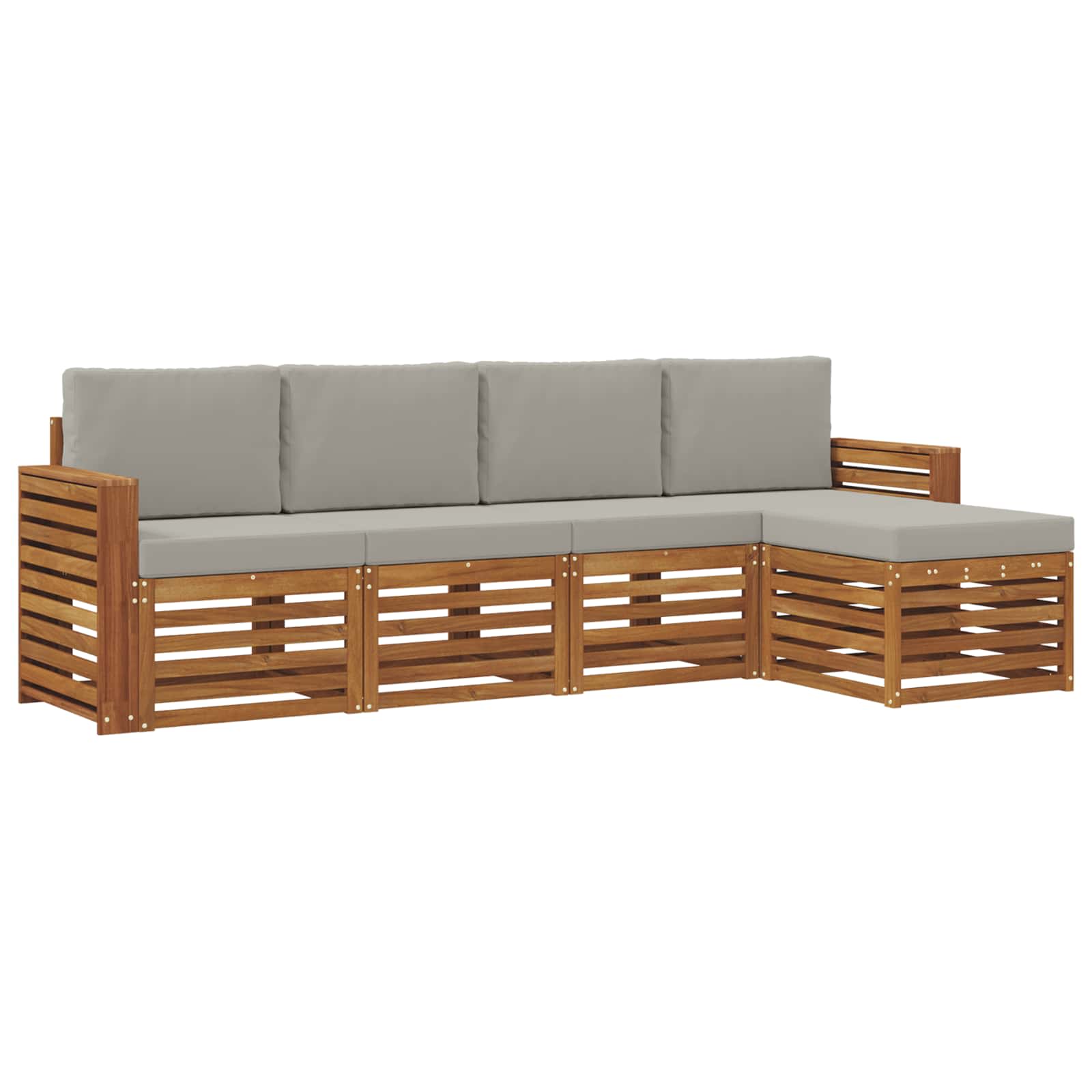 Set di divani da esterno 5 pcs Grigio Naturale e Chiaro | homemem39