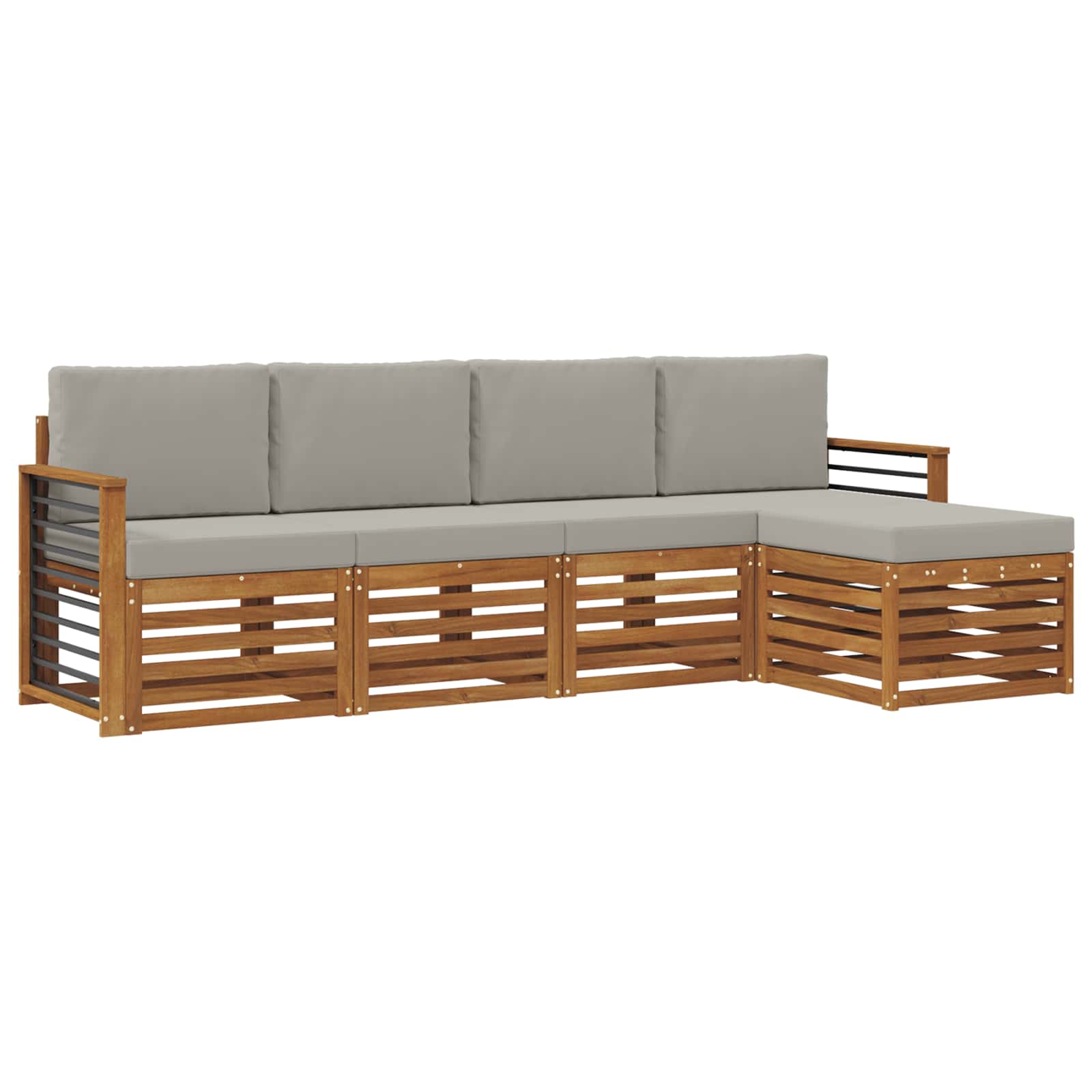 Set di divani da esterno 5 pcs Grigio Naturale e Chiaro | homemem39