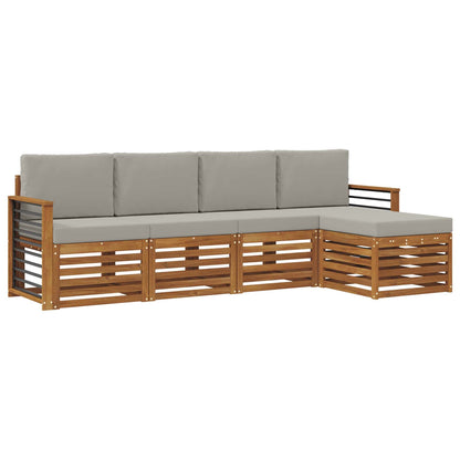 Set di divani da esterno 5 pcs Grigio Naturale e Chiaro | homemem39