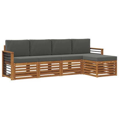 Set di divani da esterno con cuscino 5 pcs Naturale e Antracite