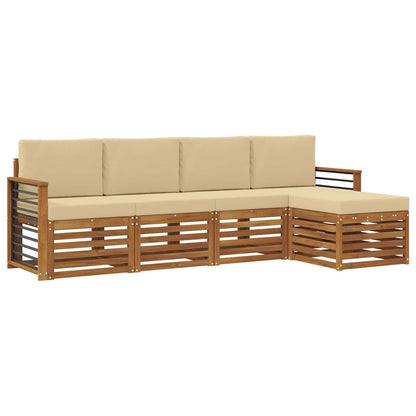 Set di divani da esterno con cuscino 5 pcs Naturale e Beige