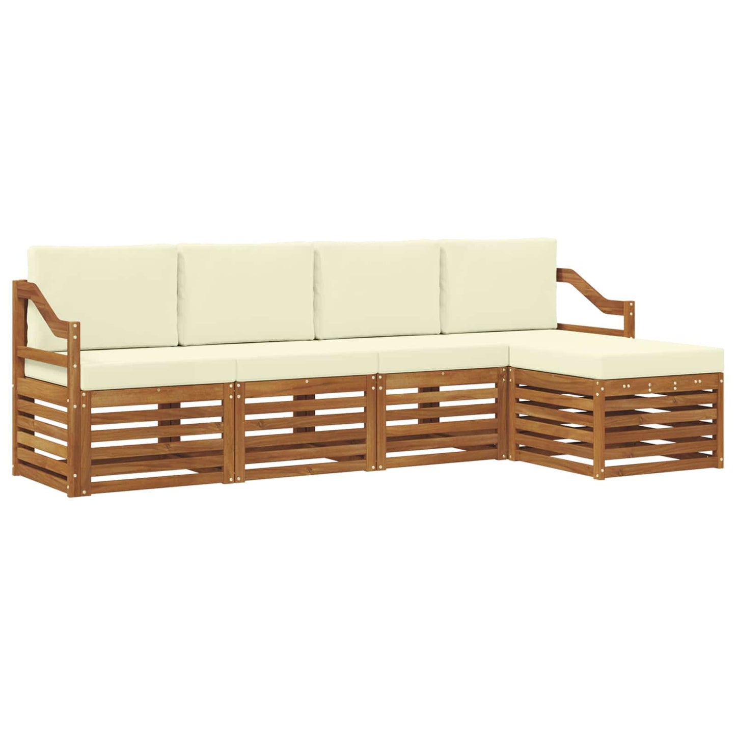 Set di divani da esterno con cuscino 5 pcs Naturale e Crema | homemem39