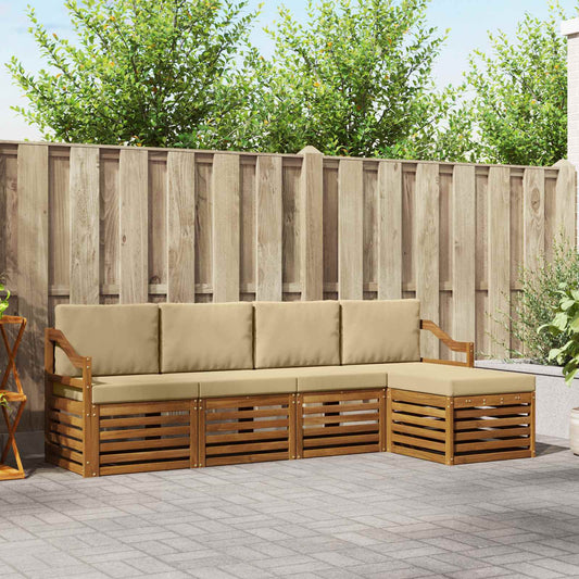 Set di divani da esterno con cuscino 5 pcs Naturale e Beige | homemem39