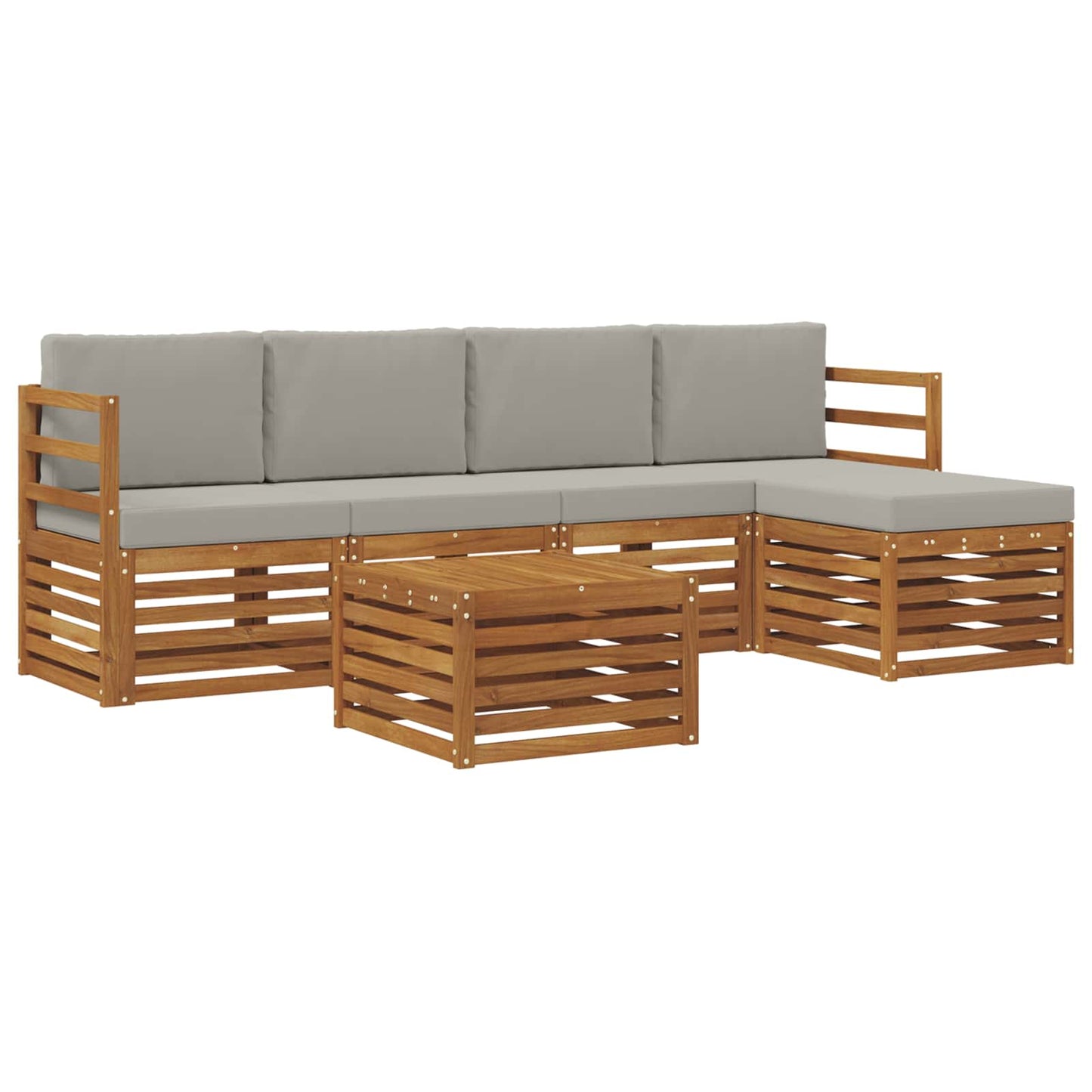 Set di divani da esterno 6 pcs Grigio Naturale e Chiaro