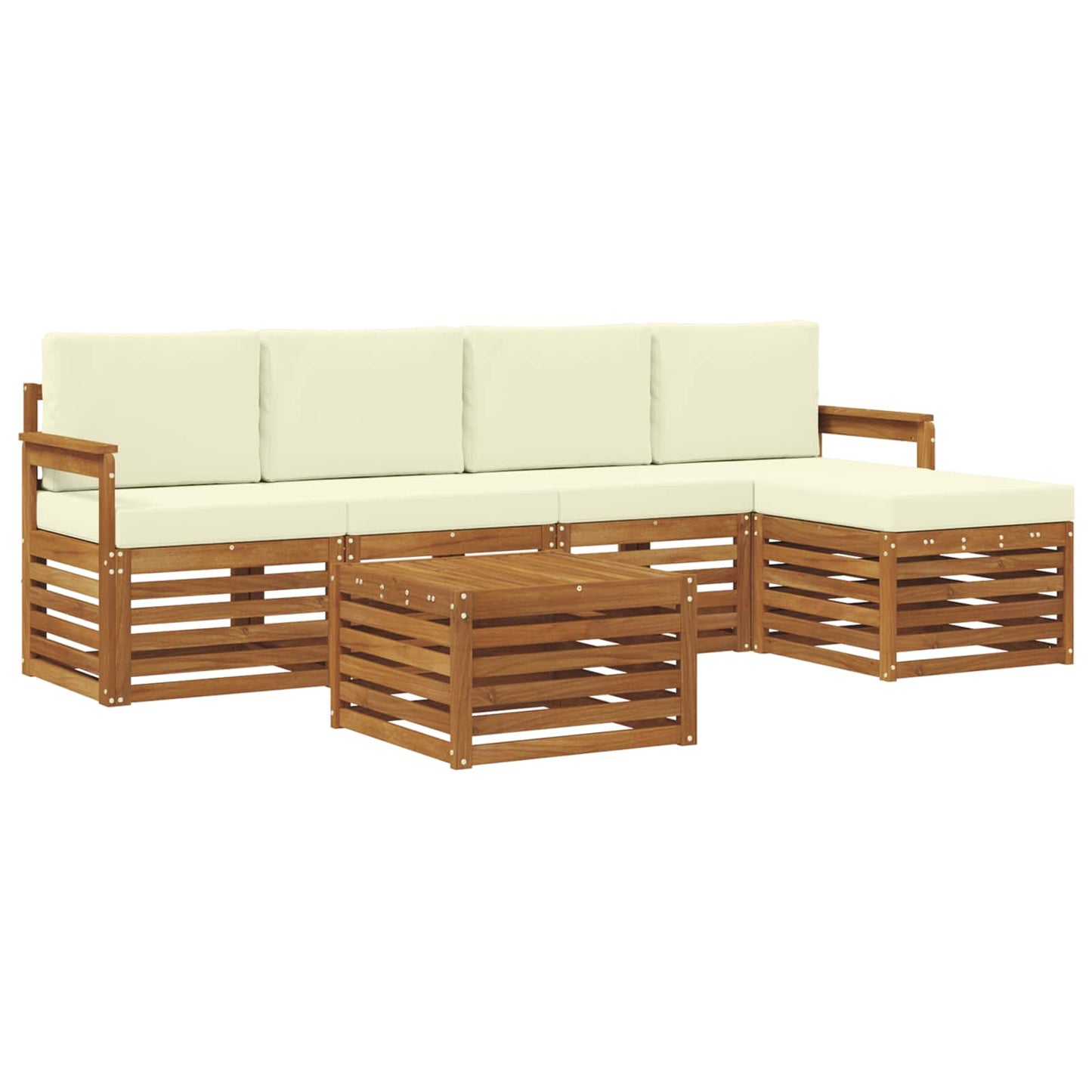 Set di divani da esterno con cuscino 6 pcs Naturale e Crema