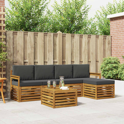 Set di divani da esterno con cuscino 6 pcs Naturale e Antracite