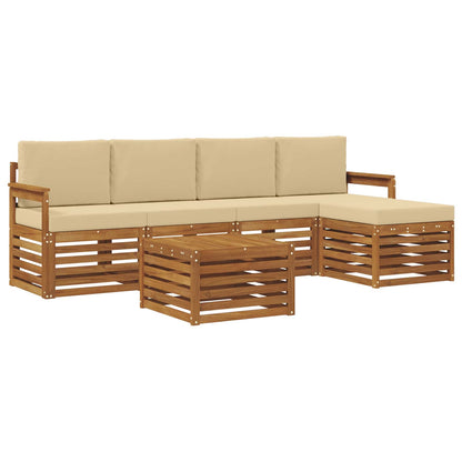 Set di divani da esterno con cuscino 6 pcs Naturale e Beige