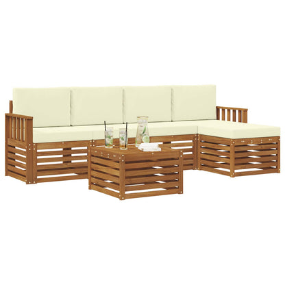 Set di divani da esterno con cuscino 6 pcs Naturale e Crema