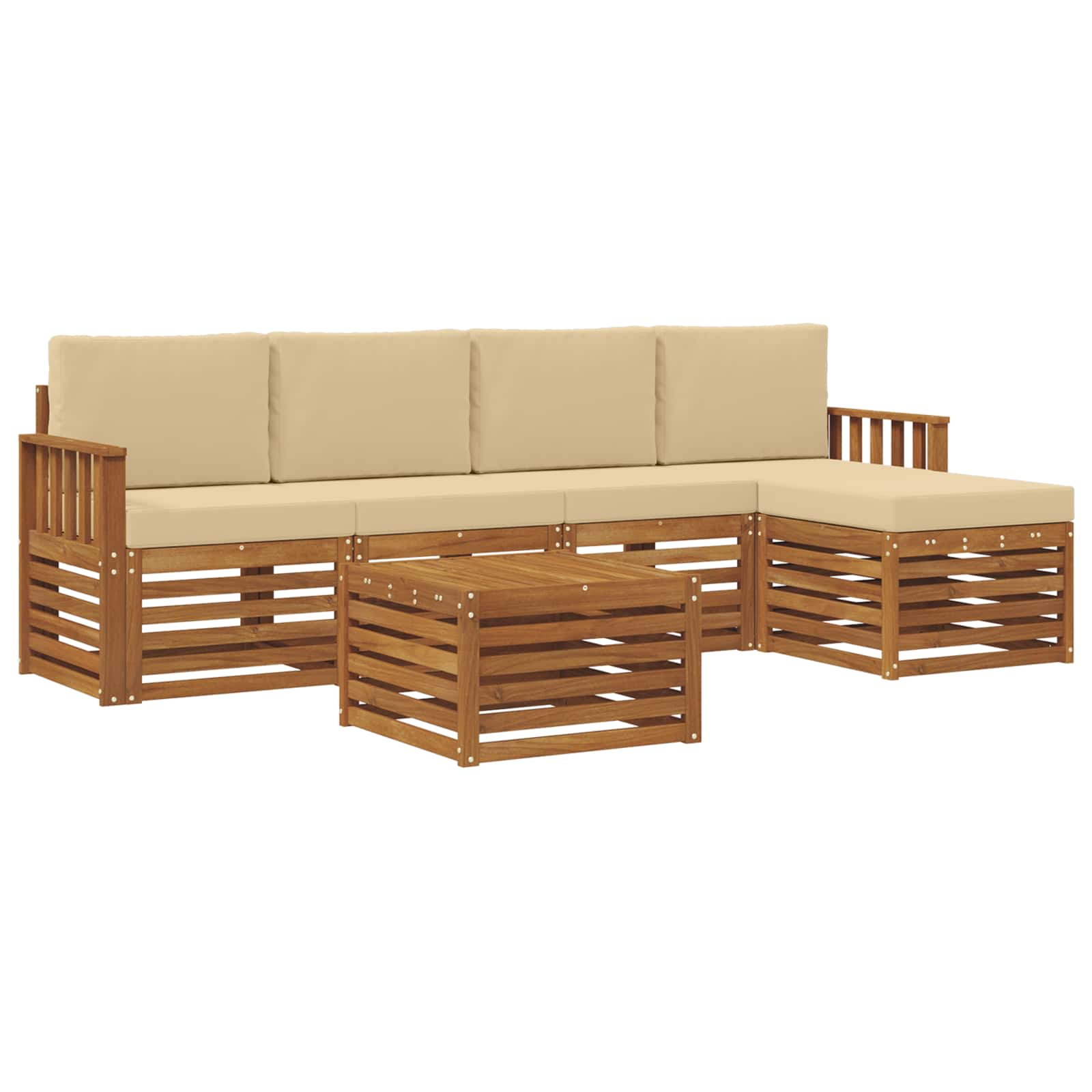 Set di divani da esterno con cuscino 6 pcs Naturale e Beige | homemem39