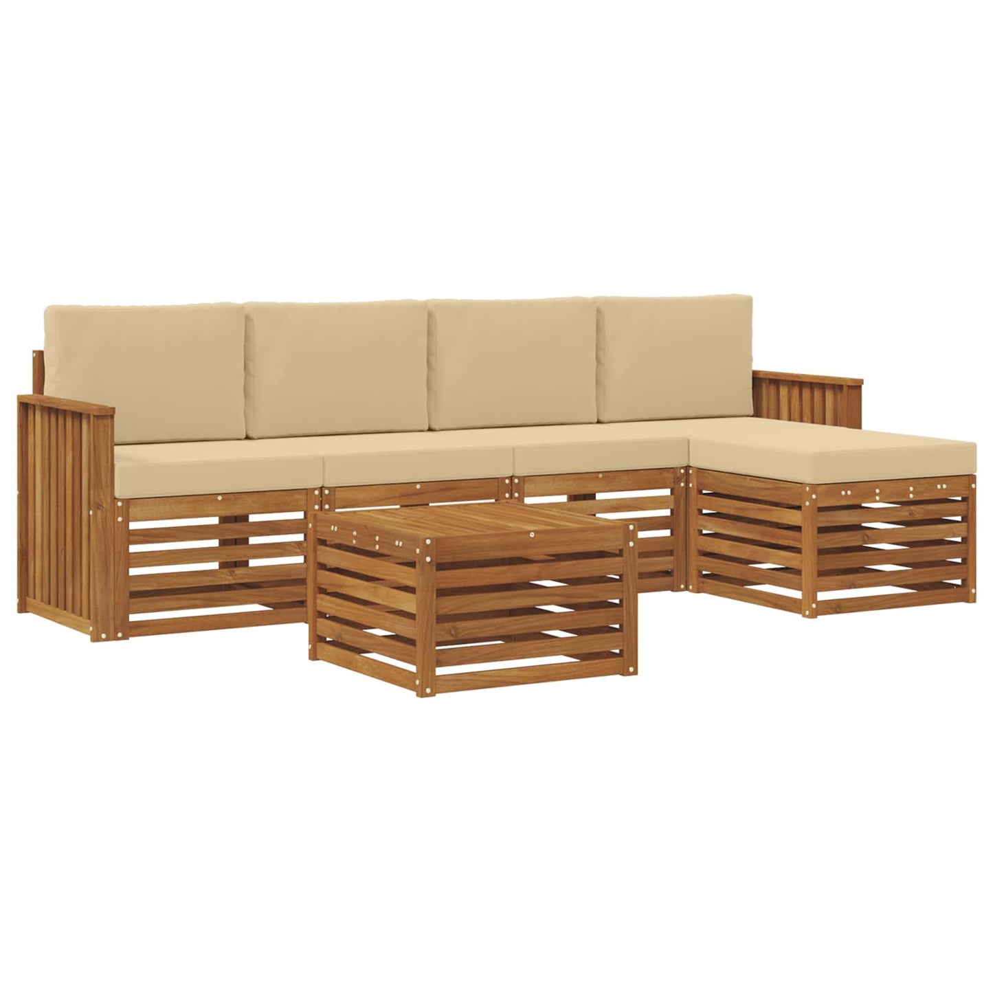 Set di divani da esterno con cuscino 6 pcs Naturale e Beige