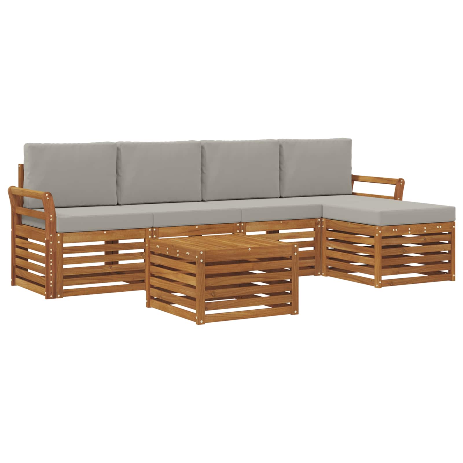 Set di divani da esterno 6 pcs Grigio Naturale e Chiaro | homemem39