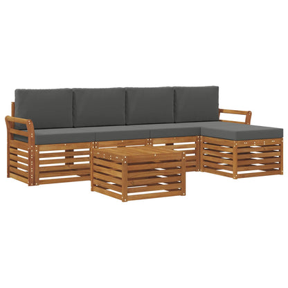 Set di divani da esterno con cuscino 6 pcs Naturale e Antracite