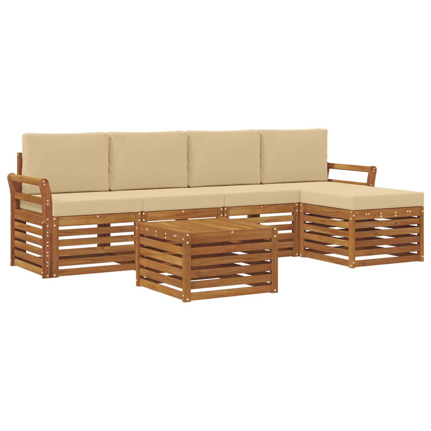 Set di divani da esterno con cuscino 6 pcs Naturale e Beige | homemem39