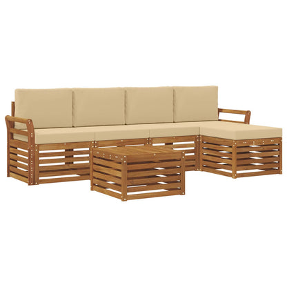 Set di divani da esterno con cuscino 6 pcs Naturale e Beige | homemem39
