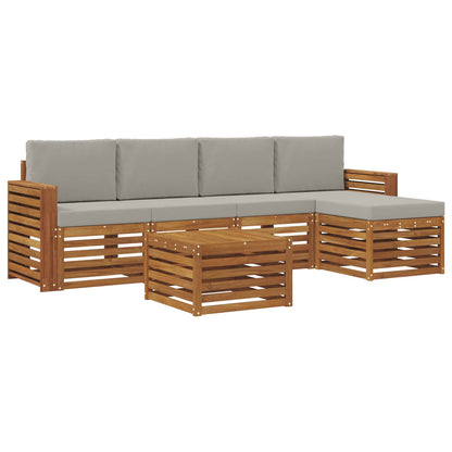 Set di divani da esterno 6 pcs Grigio Naturale e Chiaro