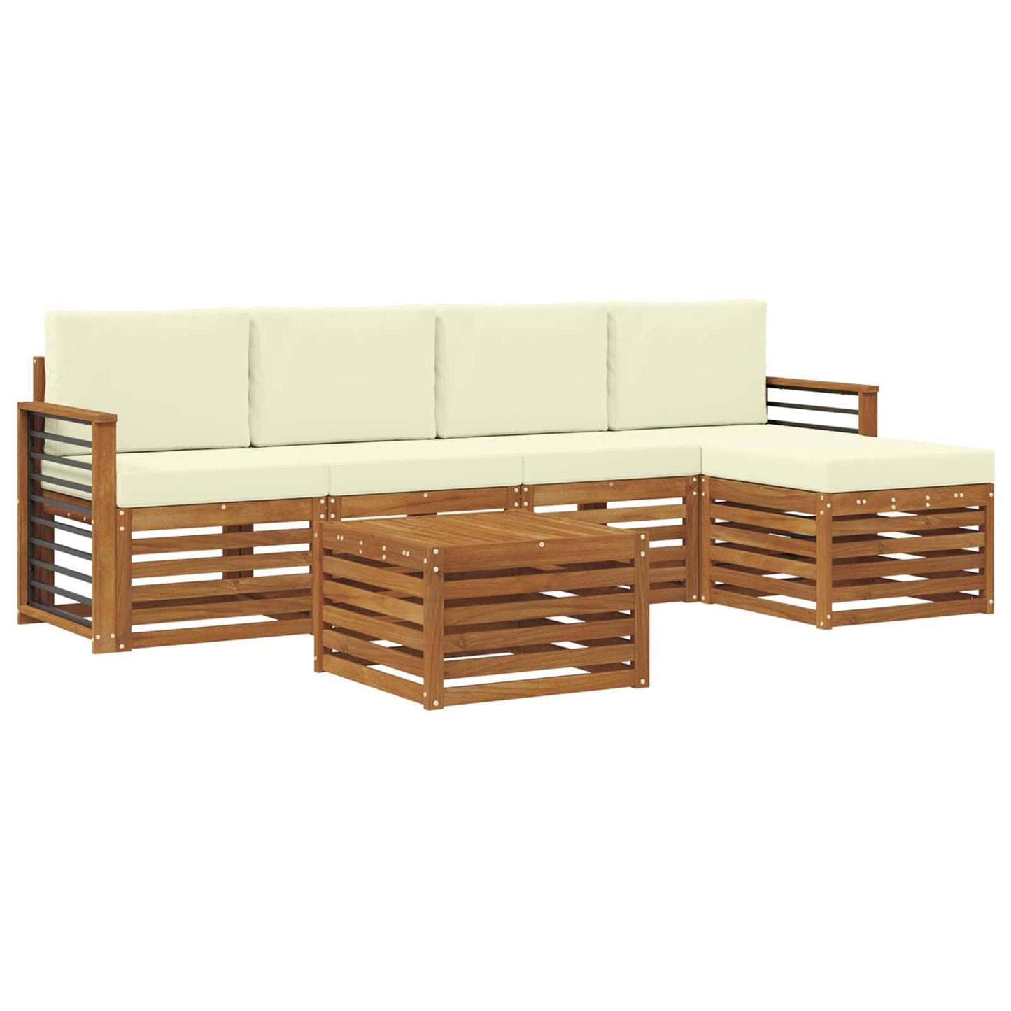 Set di divani da esterno con cuscino 6 pcs Naturale e Crema | homemem39