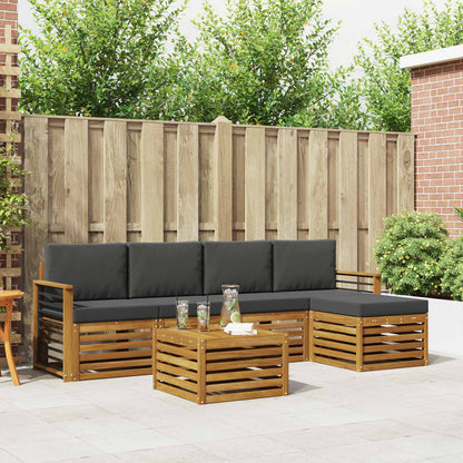 Set di divani da esterno con cuscino 6 pcs Naturale e Antracite