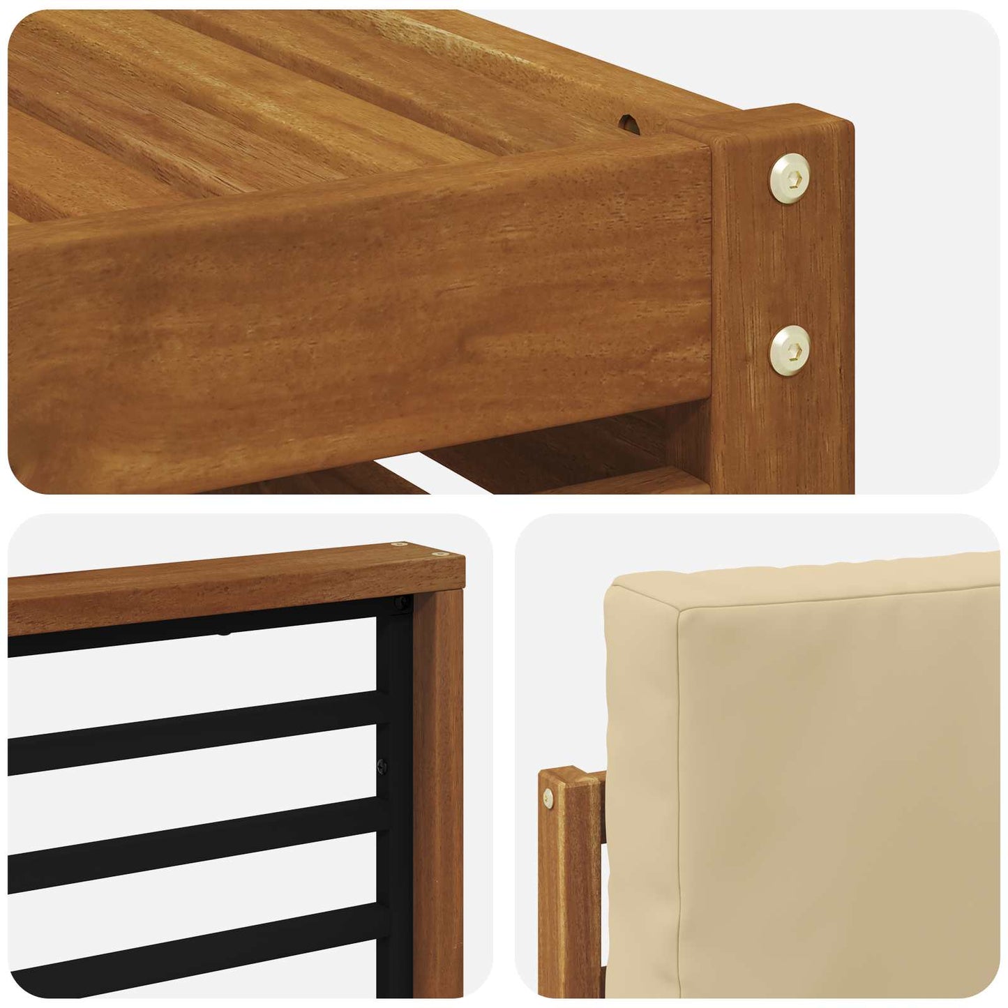 Set di divani da esterno con cuscino 6 pcs Naturale e Beige