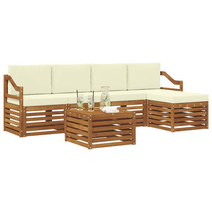 Set di divani da esterno con cuscino 6 pcs Naturale e Crema